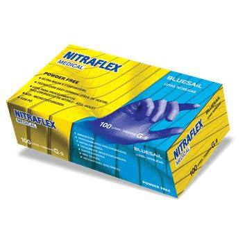 Luva-Nitrilica-Sem-Po-Nitraflex-Medical---Caixa-100-unidades---Blue-Sail