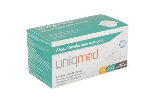 Álcool Swabs para Assepsia - Caixa 100un - UniqMed