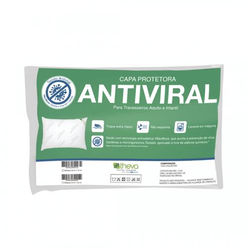 Capa Para Travesseiro Antiviral 30cmx40cm Infantil - Branco - Copespuma