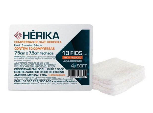 Compressa-de-Gaze-Esteril-13-Fios---10-unidades---Herika--1-