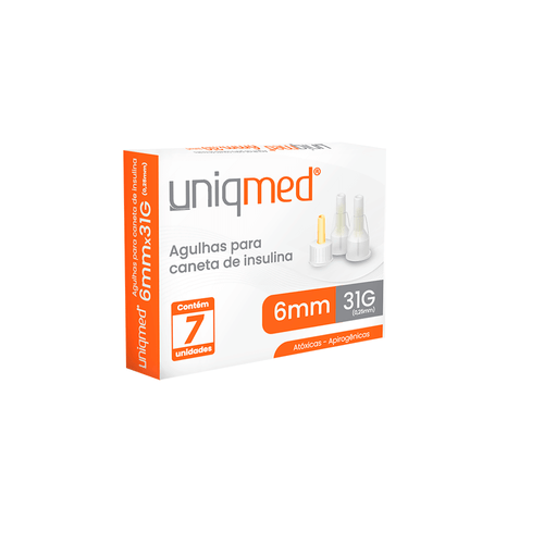 Agulhas para Caneta de Insulina 6mm 31G - Kit 7un - UniqMed